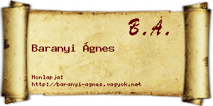 Baranyi Ágnes névjegykártya